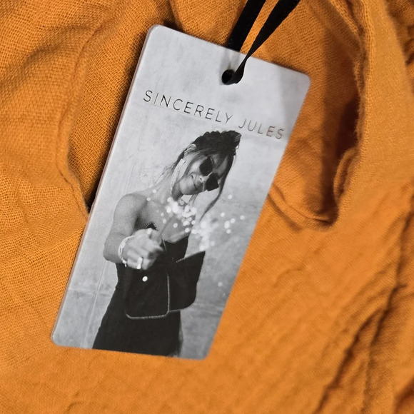 NWT Sincerely Jules orange linen pants - Picture 3 of 5